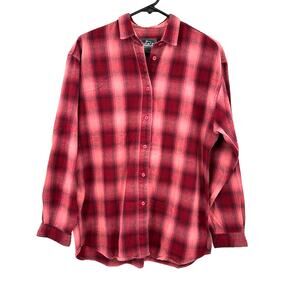 Woolrich Size Medium Long Sleeve Button‎ Down Shirt Top Blouse Red Plaid Flannel